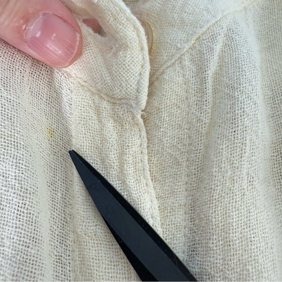 All That Remains Limited Edition Ramie Oversized Cream Button Down Blouse Boho - Picture 13 of 14